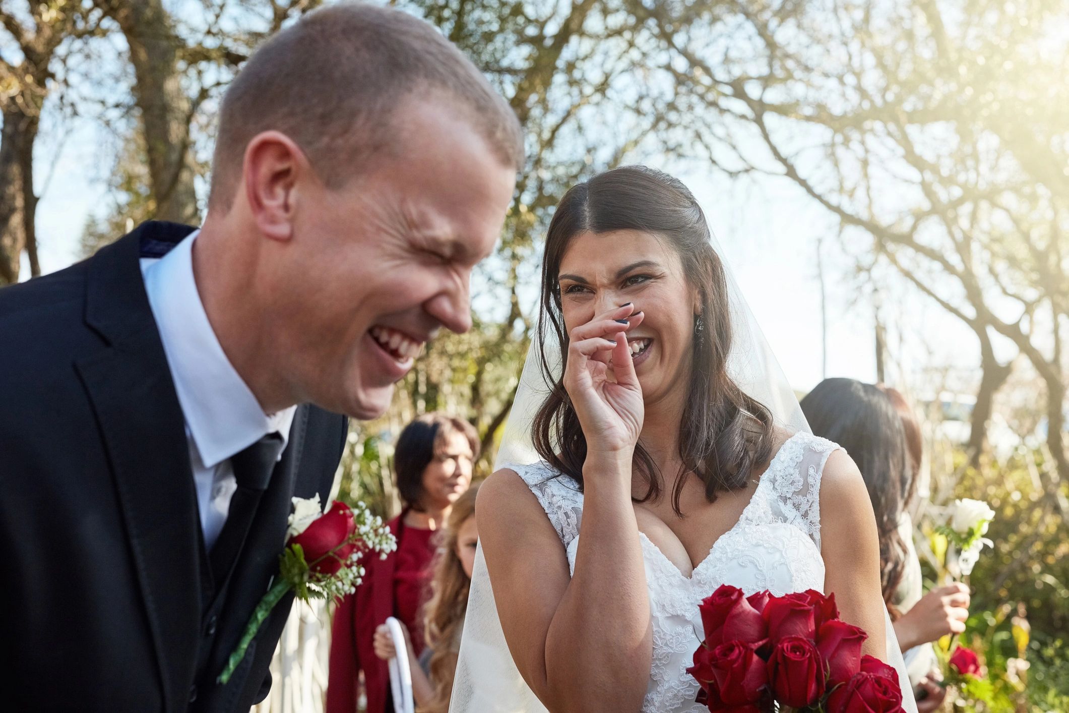 bride and groom exchanging vows